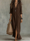 Button-Front Bohemian Shirt Maxi Dress