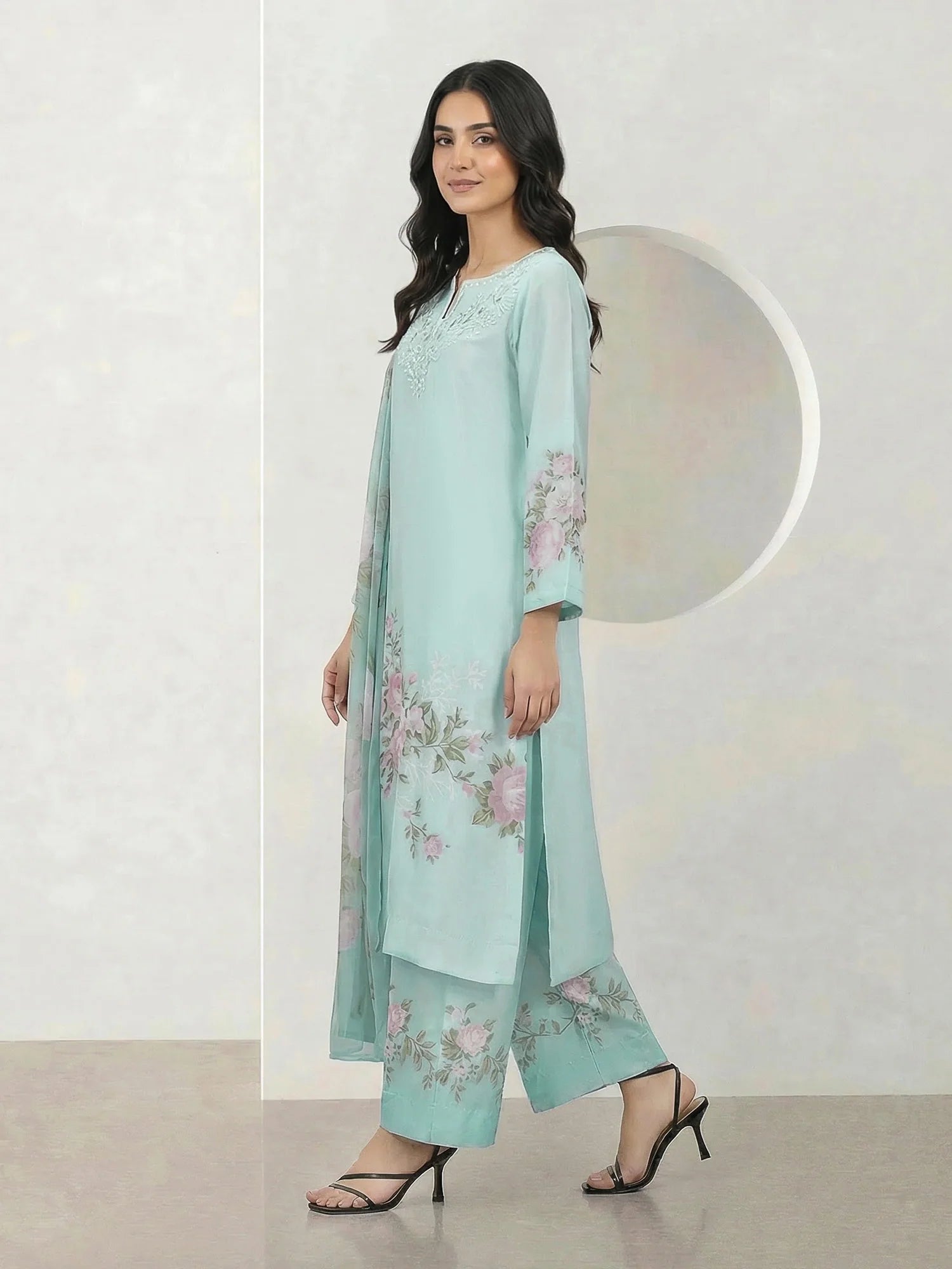 3 Piece Silk Suit Embroidered (Limelight)