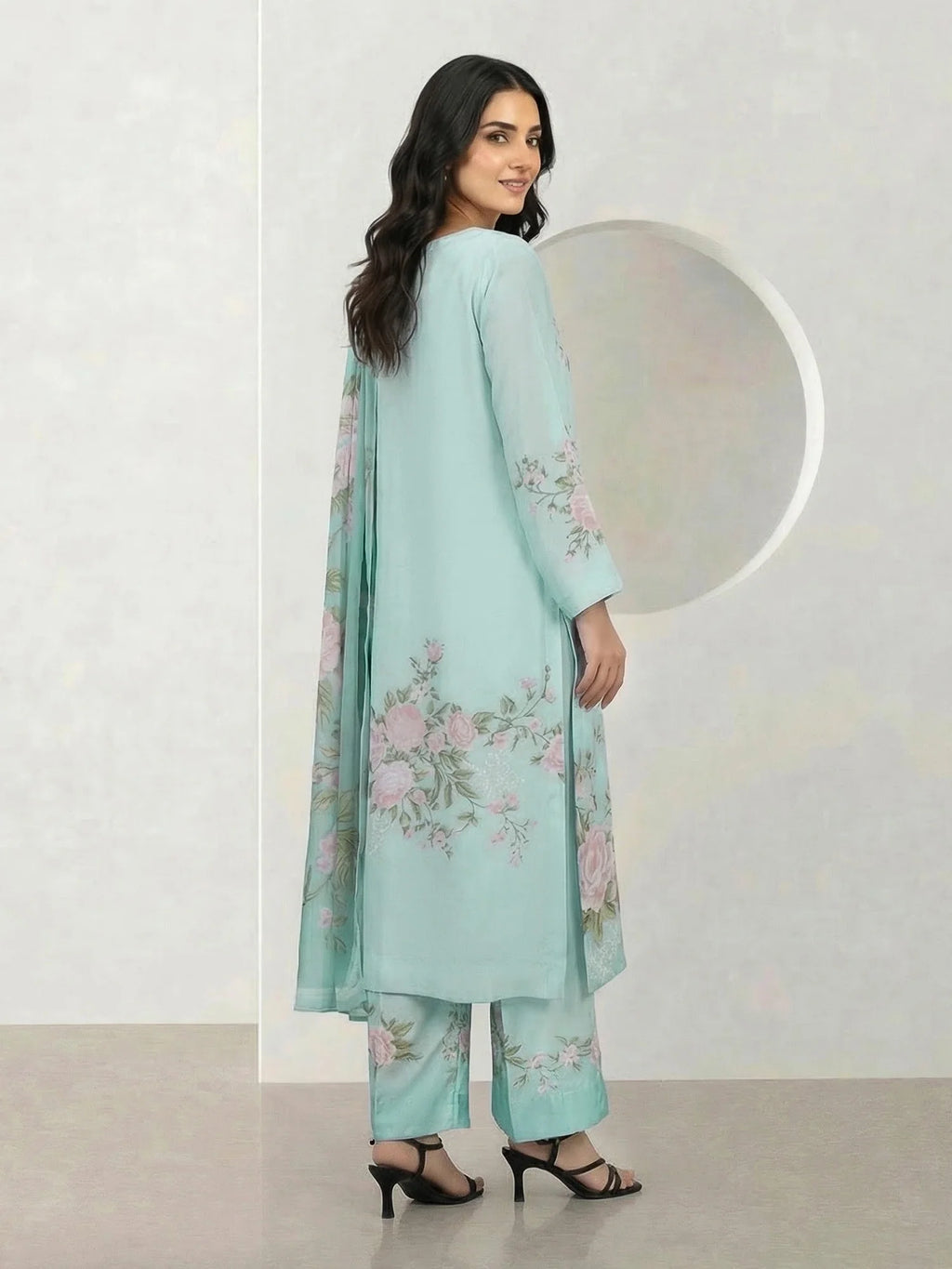 3 Piece Silk Suit Embroidered (Limelight)