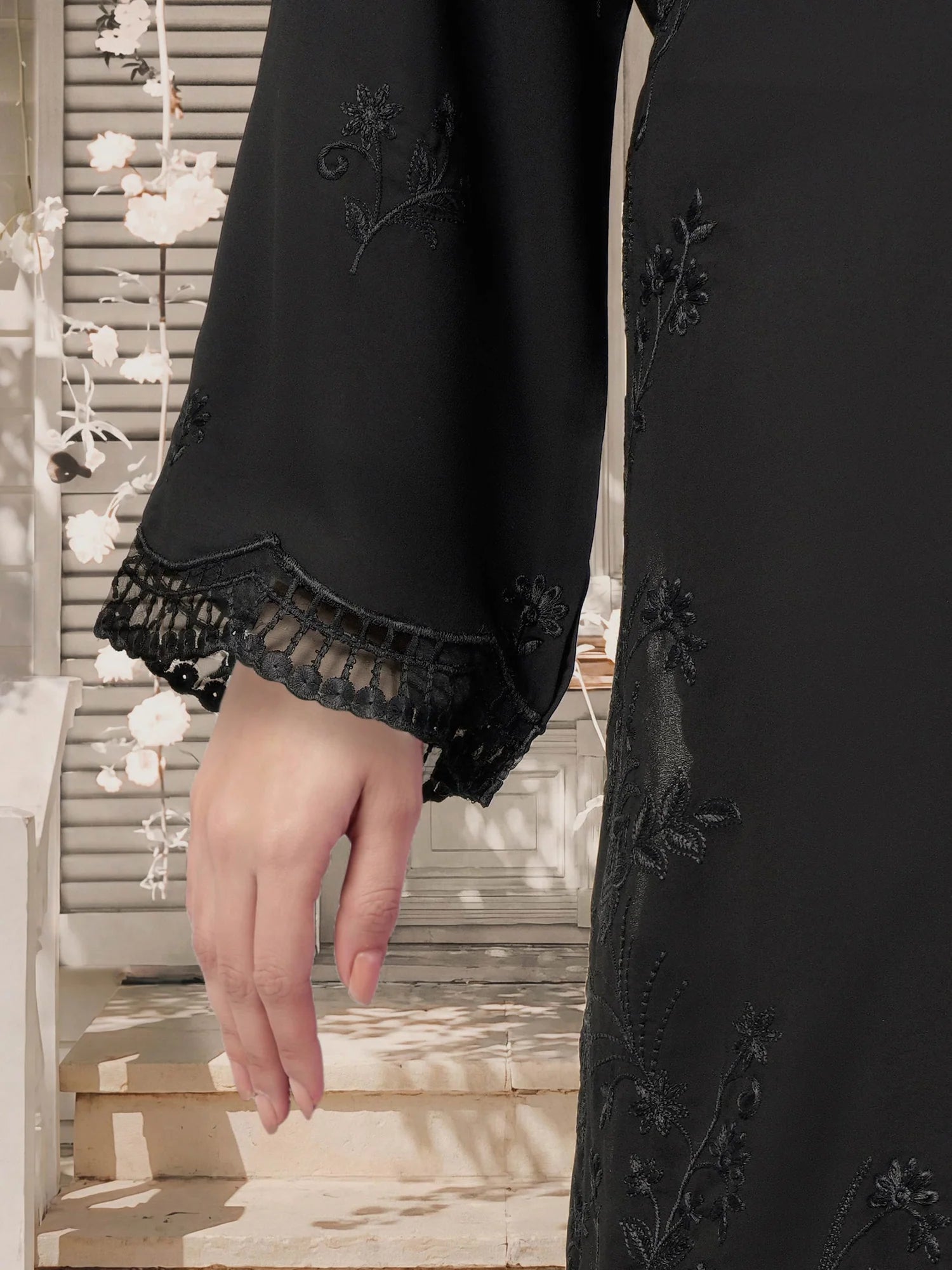 2 Piece Chiffon Suit- Embroidered (Limelight)