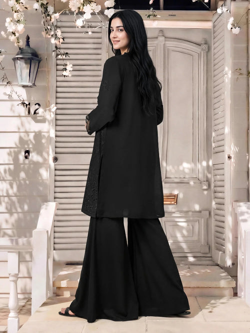2 Piece Chiffon Suit- Embroidered (Limelight)
