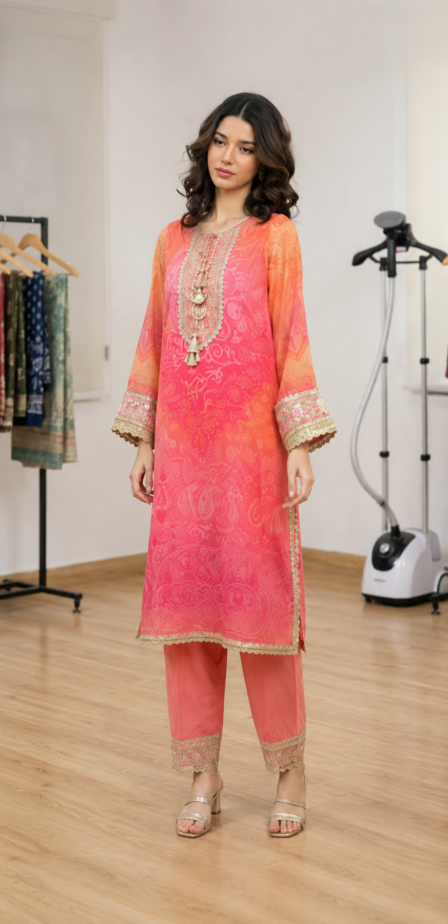 2 piece fancy emroidered dress - Ethnic