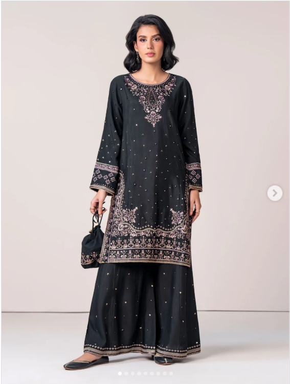 EMBROIDERED RAW SILK 2 PIECE SUIT (Limelight)