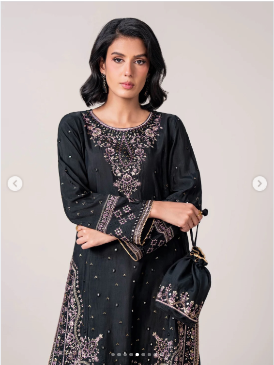 EMBROIDERED RAW SILK 2 PIECE SUIT (Limelight)