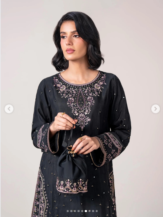 EMBROIDERED RAW SILK 2 PIECE SUIT (Limelight)