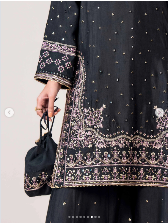 EMBROIDERED RAW SILK 2 PIECE SUIT (Limelight)