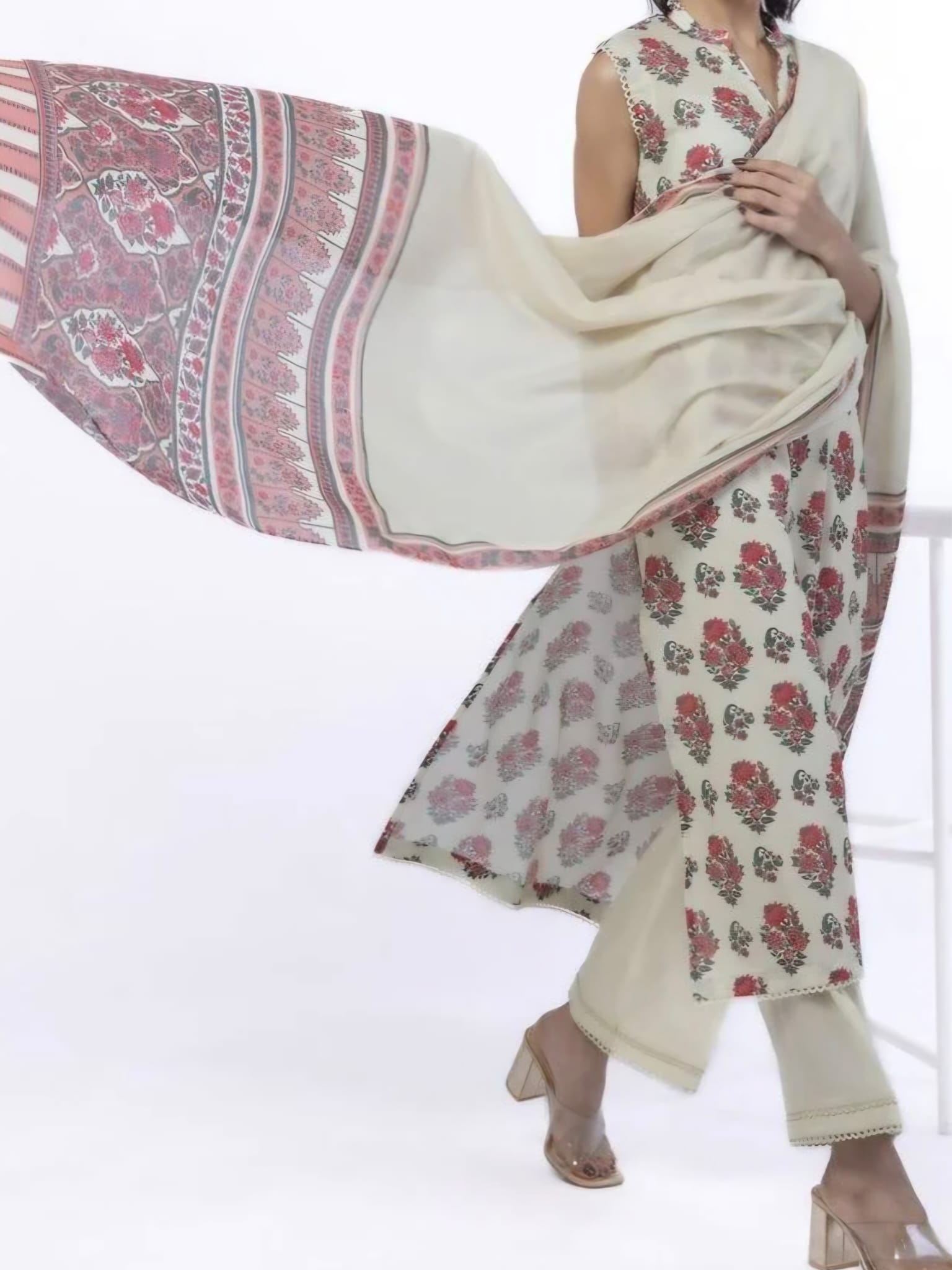 3 piece Sleeveless Suit -Khaadi