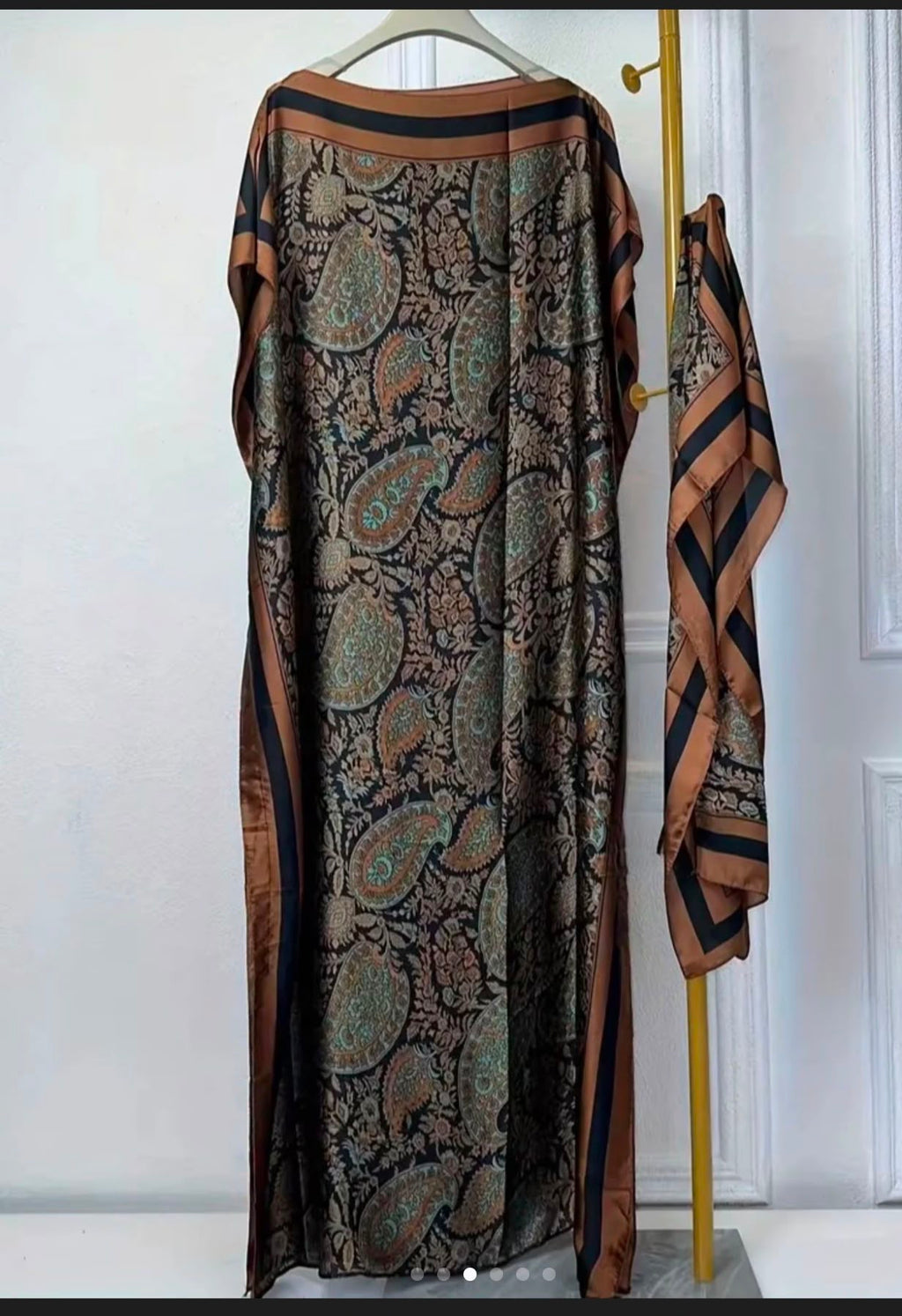 Midnight Paisley Kaftan Set with Dupatta
