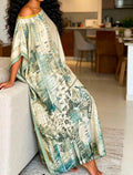 Abstract Cityscape One-Shoulder Kaftan