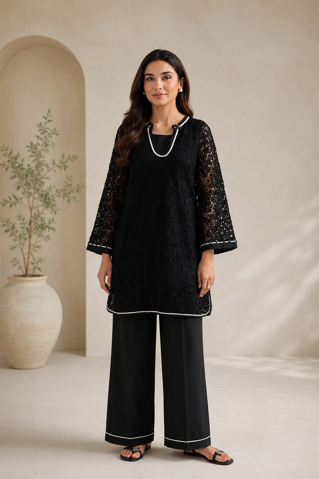 Black EMBROIDERED SUIT - Ethnic