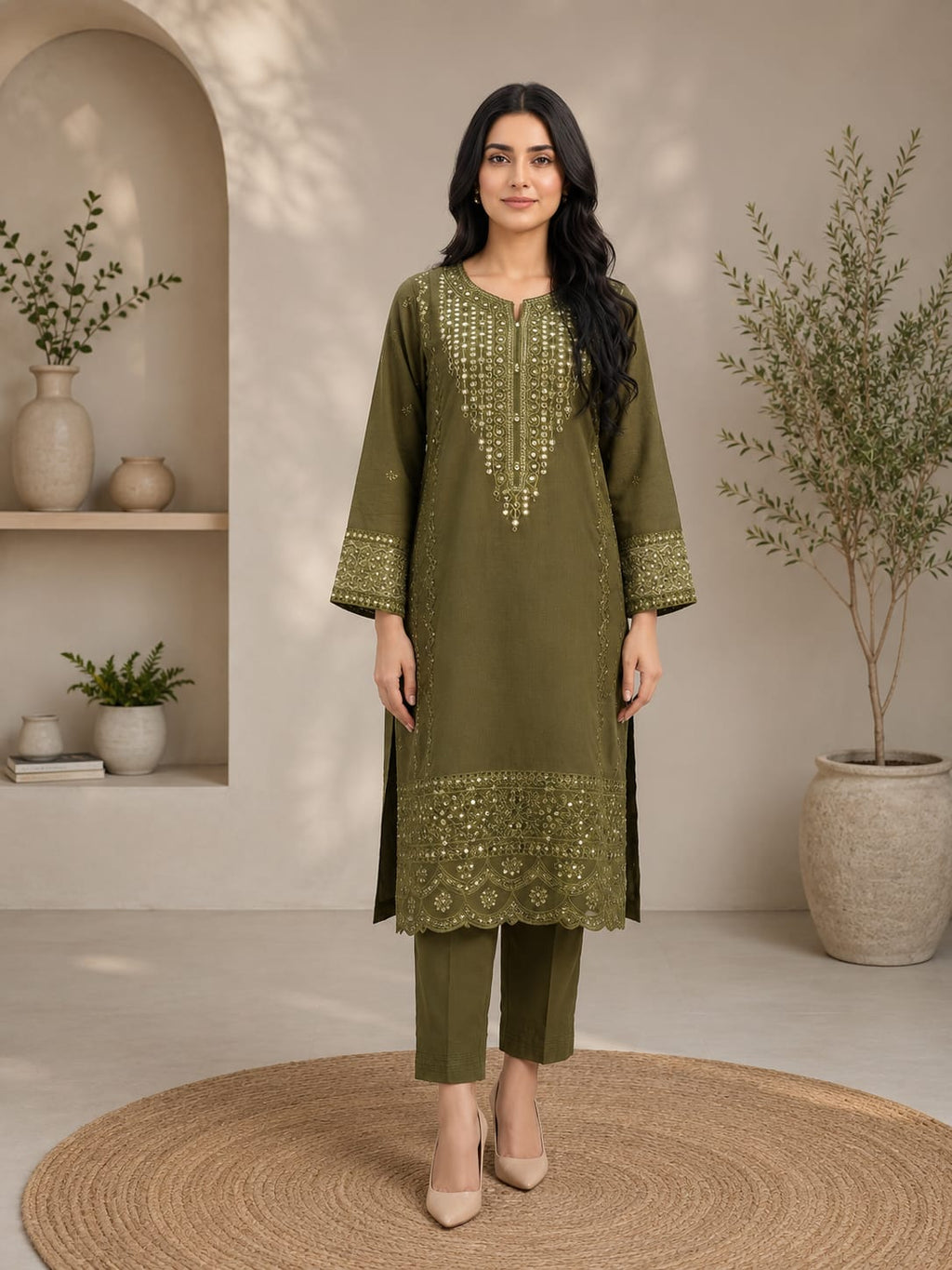 2 Piece Emriodered Suit